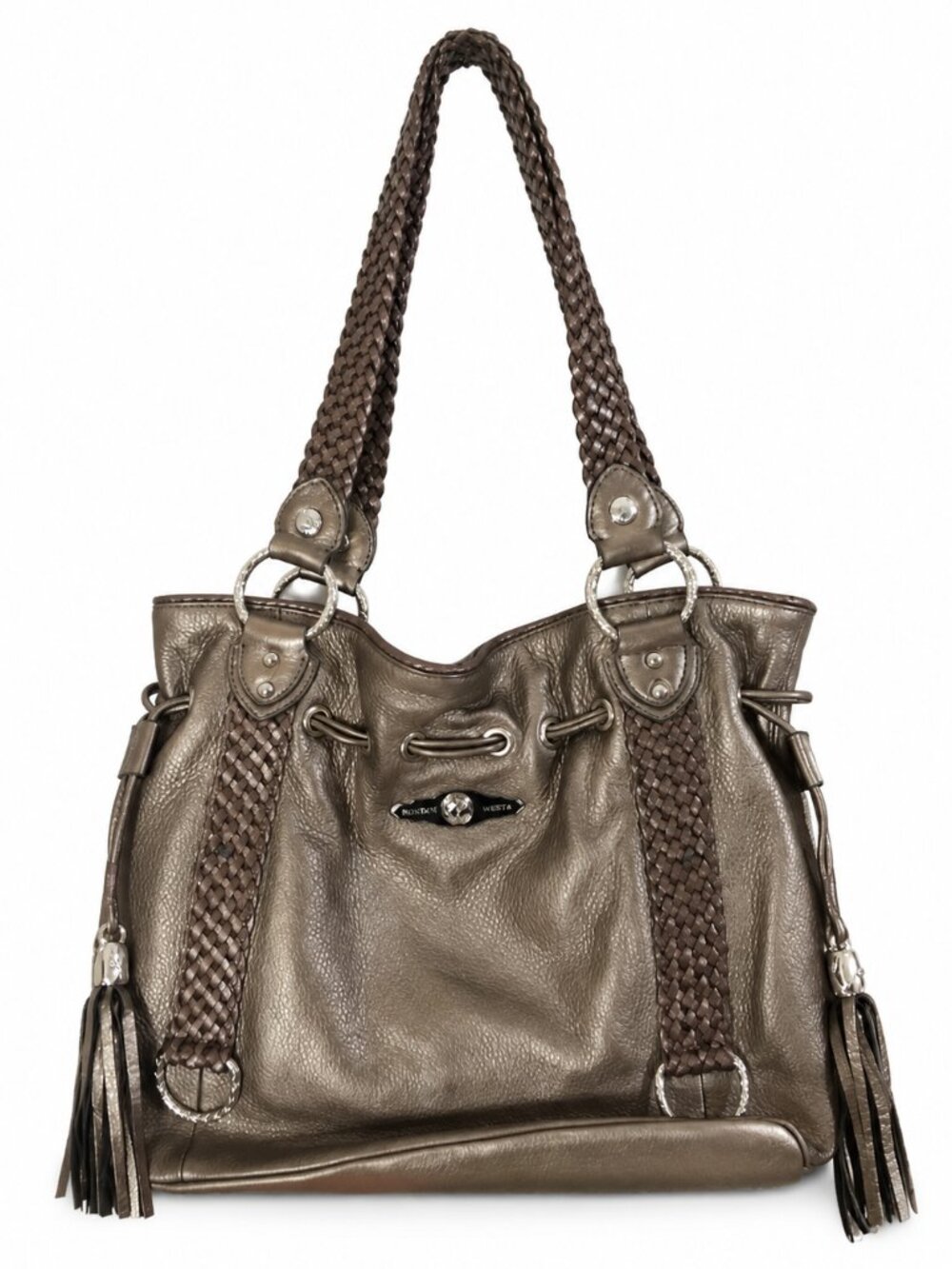 Elliott Lucca Braided Strap Metallic Shoulder Bag Tote